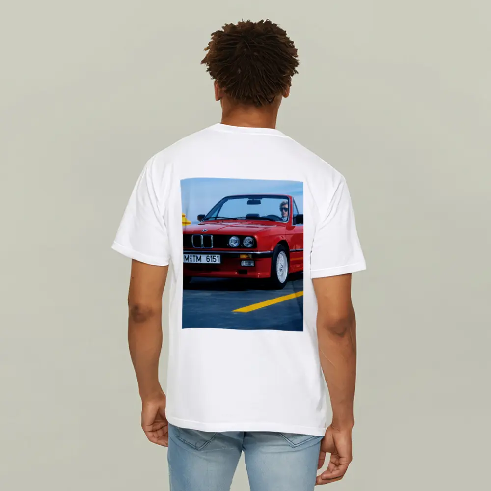 BMW E30 Cabriolet Red Open Road Drive – T-Shirts