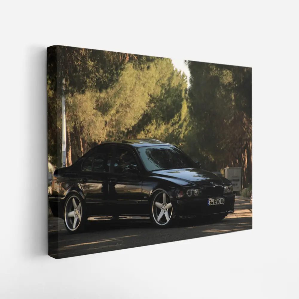 BMW M5 E39 Black Sedan Tree Background – Wall Art