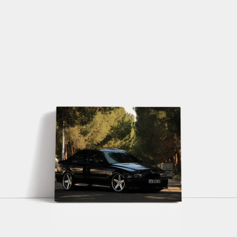 BMW M5 E39 Black Sedan Tree Background – Wall Art