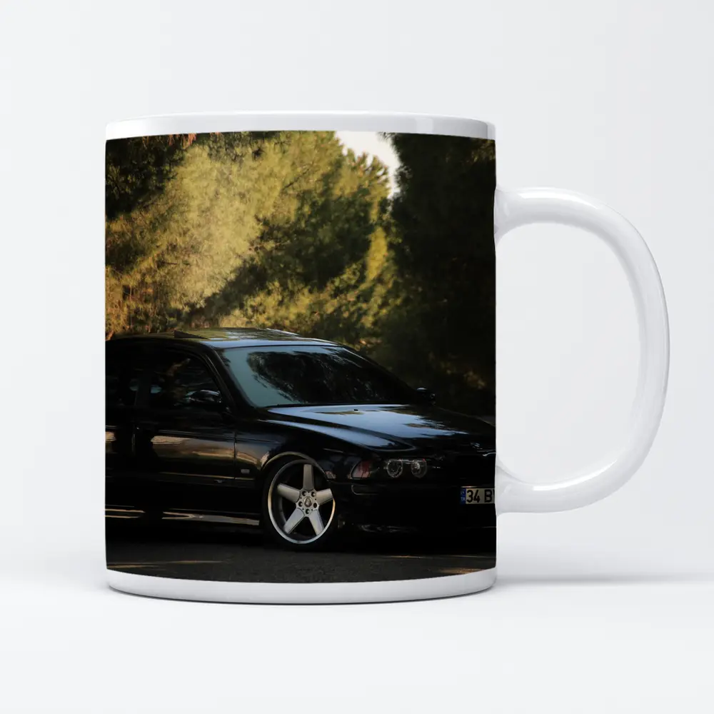 BMW M5 E39 Black Sedan Tree Background – Mugs