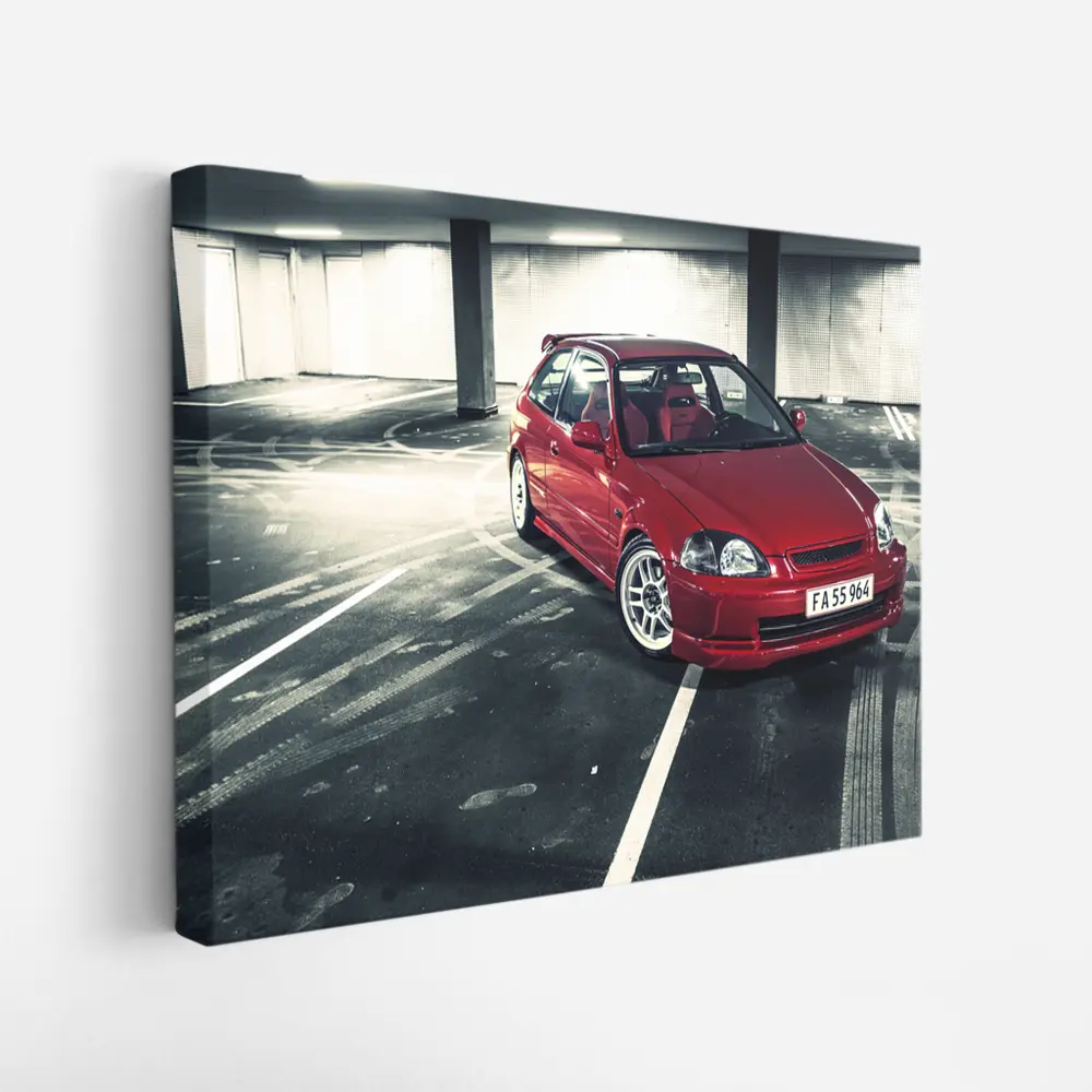 Honda Civic Red JDM Parking Garage – Wall Art