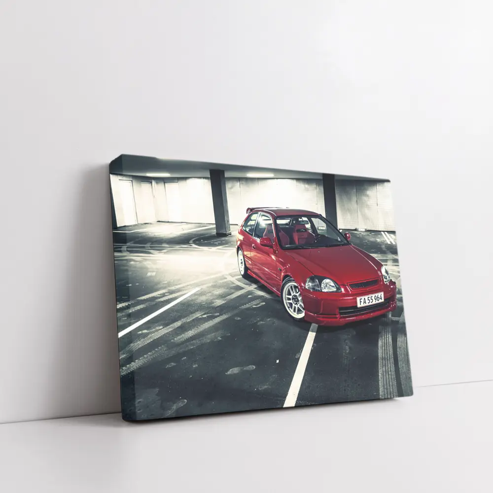 Honda Civic Red JDM Parking Garage – Wall Art