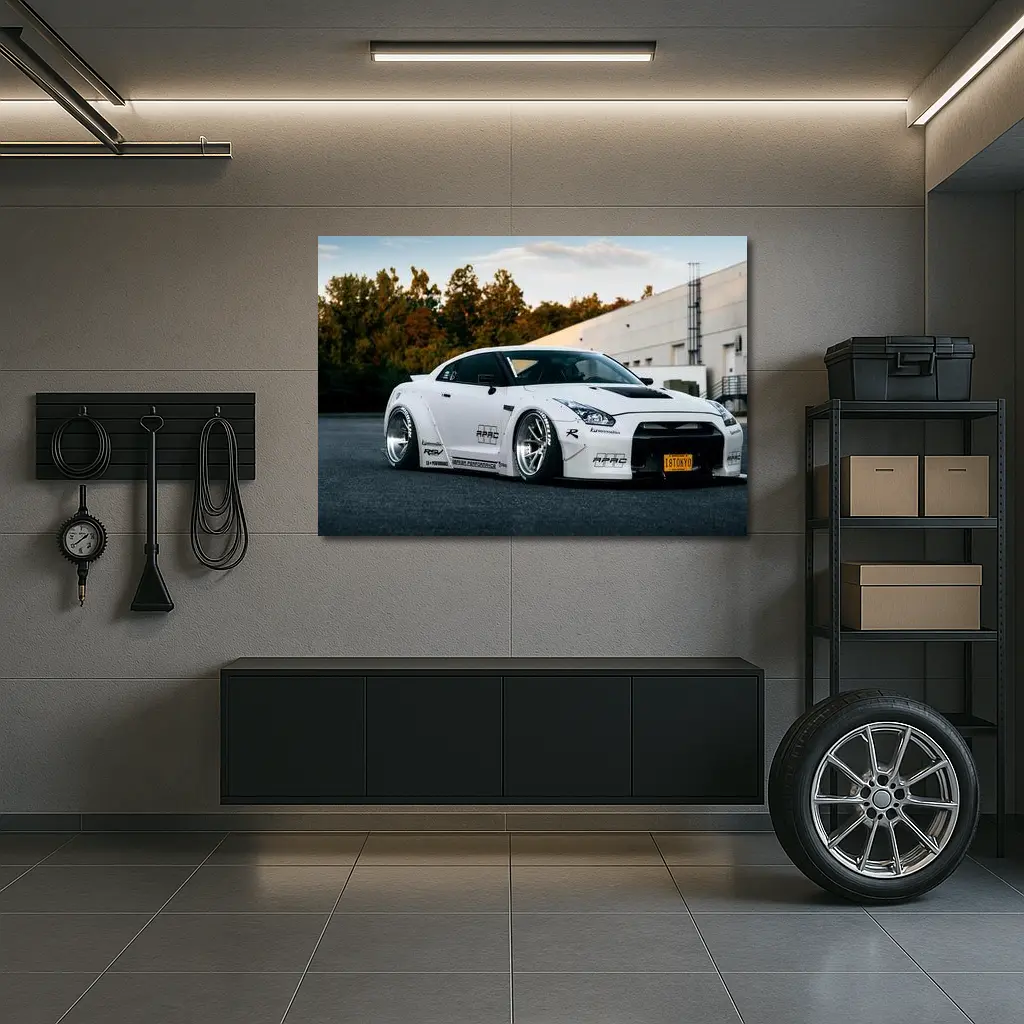 Nissan Skyline GT-R White Wide Body Kit – Wall Art