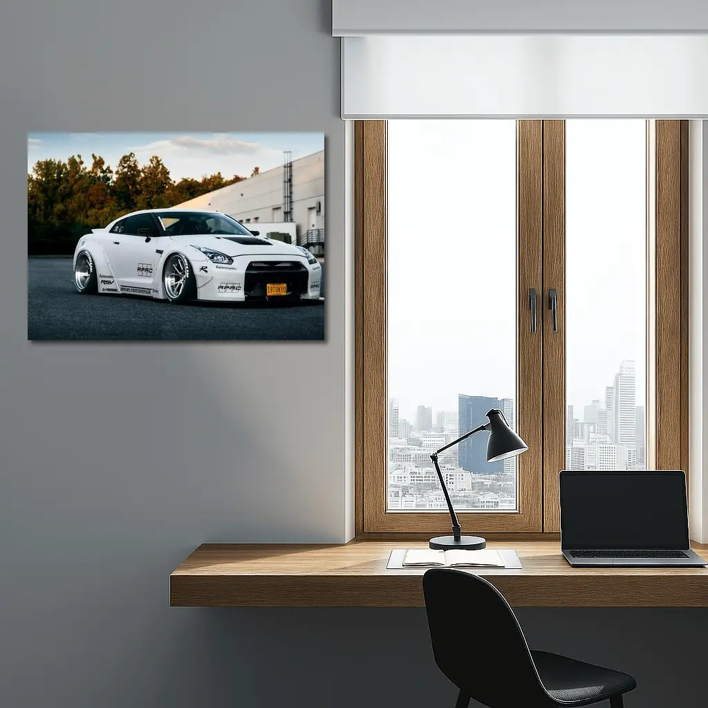 Nissan Skyline GT-R White Wide Body Kit – Wall Art
