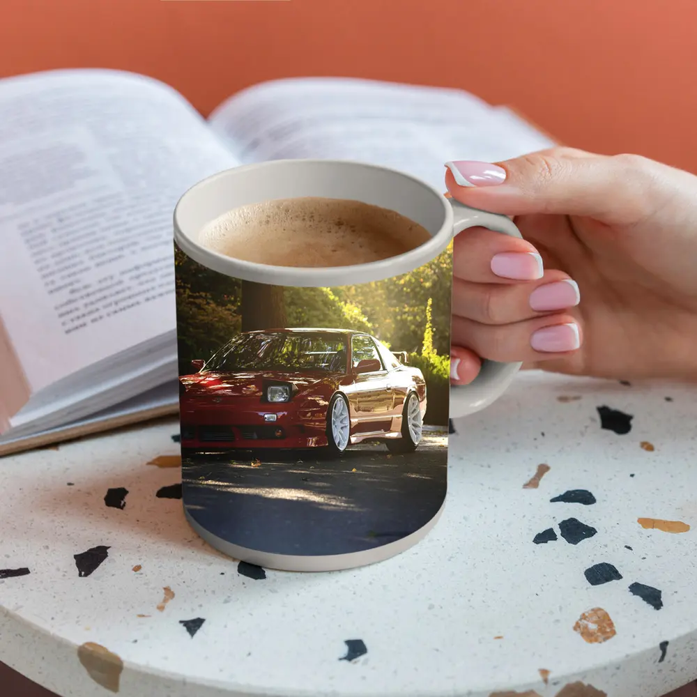 Nissan 240SX Red Stance Street Scene – Mugs
