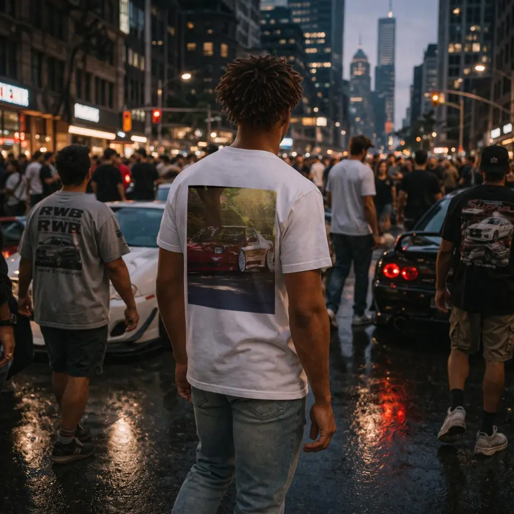 Nissan 240SX Red Stance Street Scene – T-Shirts