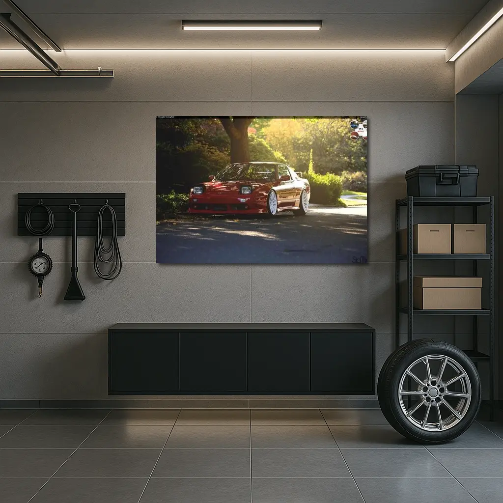 Nissan 240SX Red Stance Street Scene – Wall Art