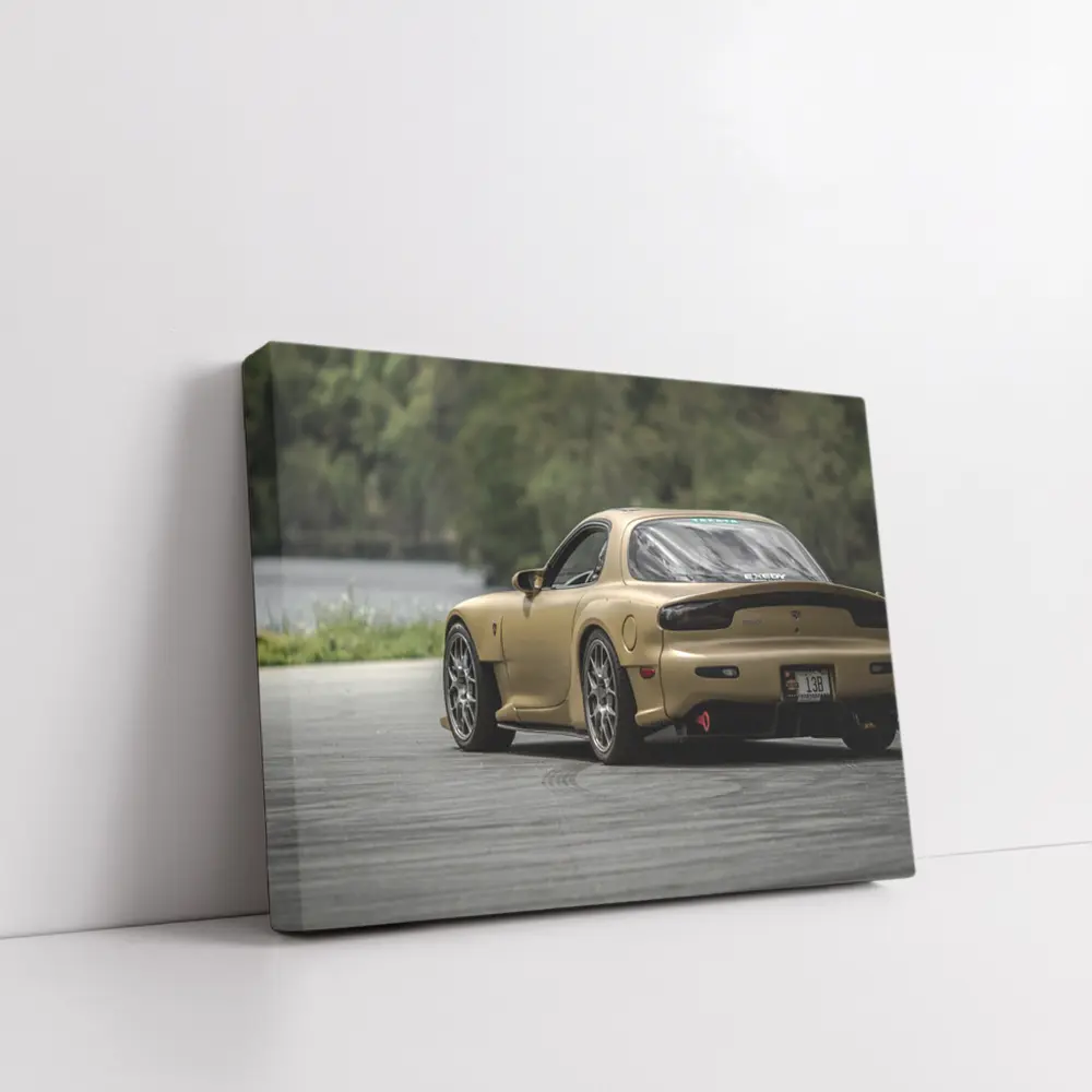 Mazda RX-7 Gold Sports Car Rear View – Wall Art