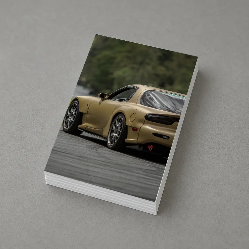 Mazda RX7 Gold Sports Car Rear View – Postcards