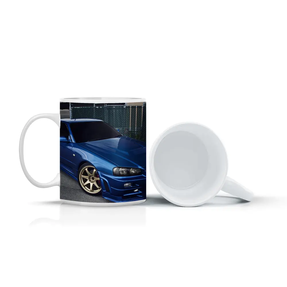 Nissan Skyline GT R R34 Blue Parking Lot – Mugs