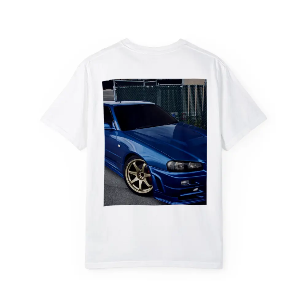 Nissan Skyline GT R R34 Blue Parking Lot – T-Shirts