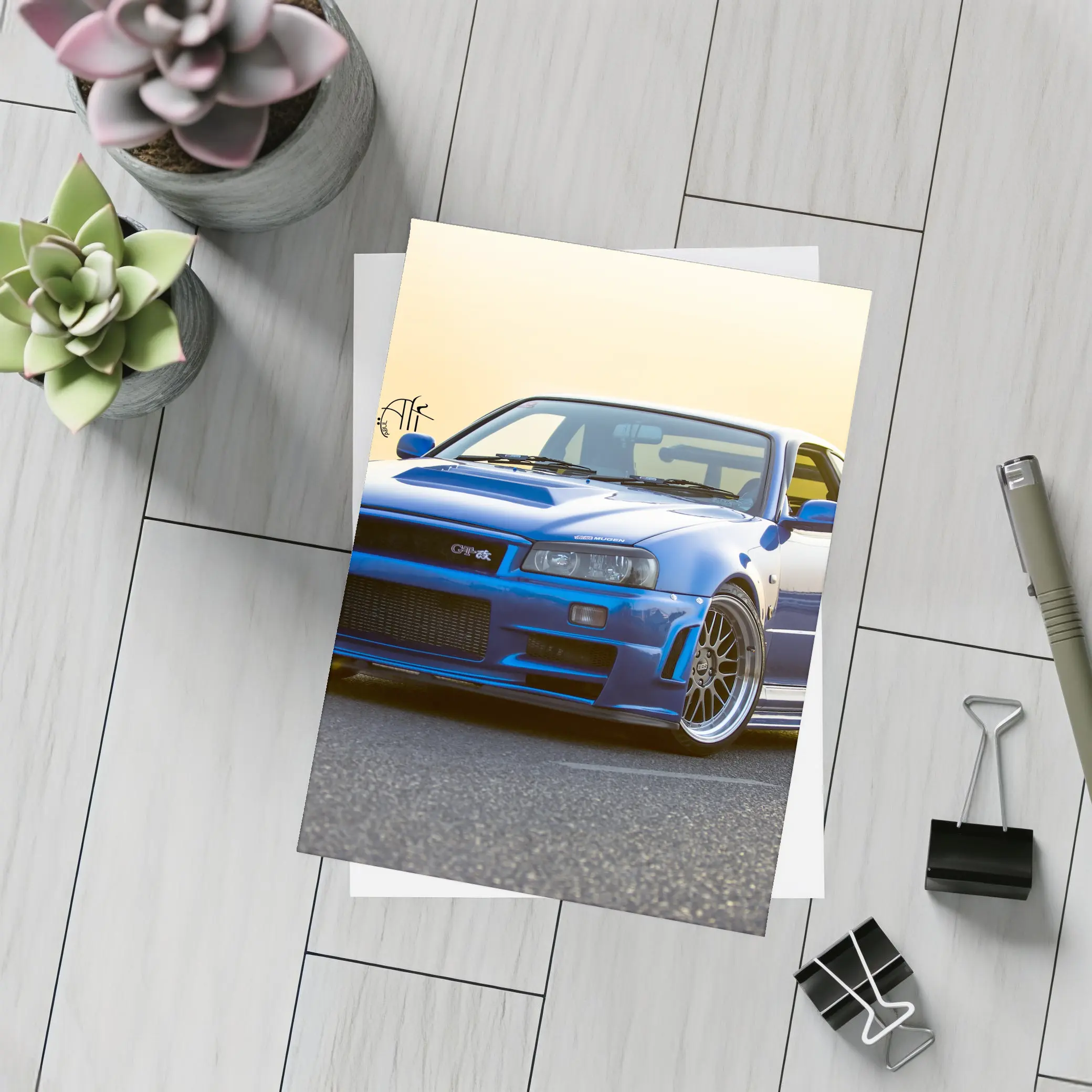 Nissan Skyline GT-R Blue Sunset Shore – Postcards