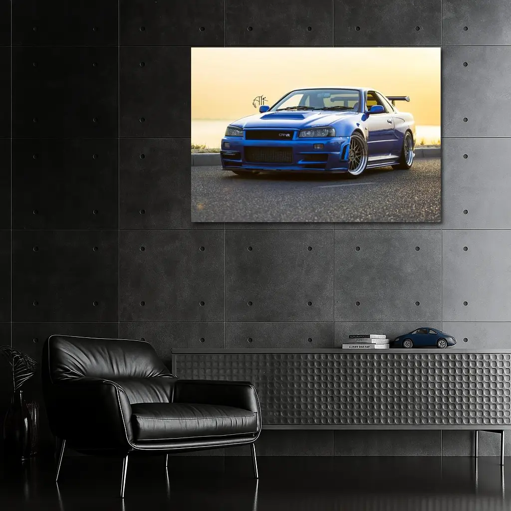 Nissan Skyline GT-R Blue Sunset Shore – Wall Art