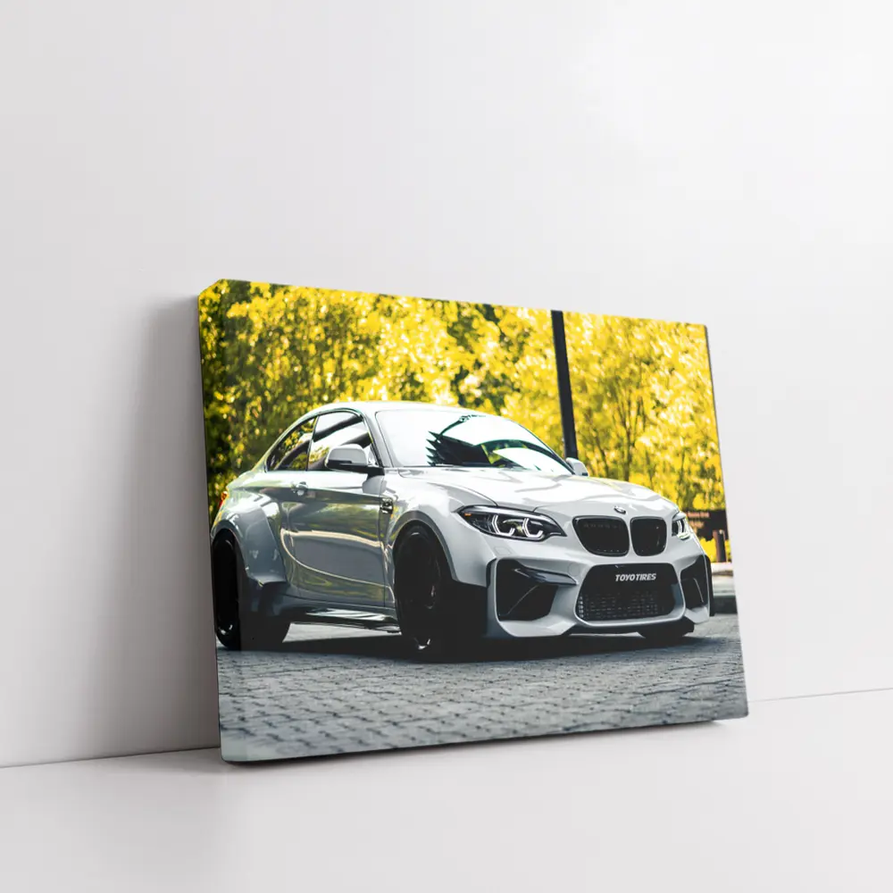 BMW M2 White Coupe Autumn Street – Wall Art