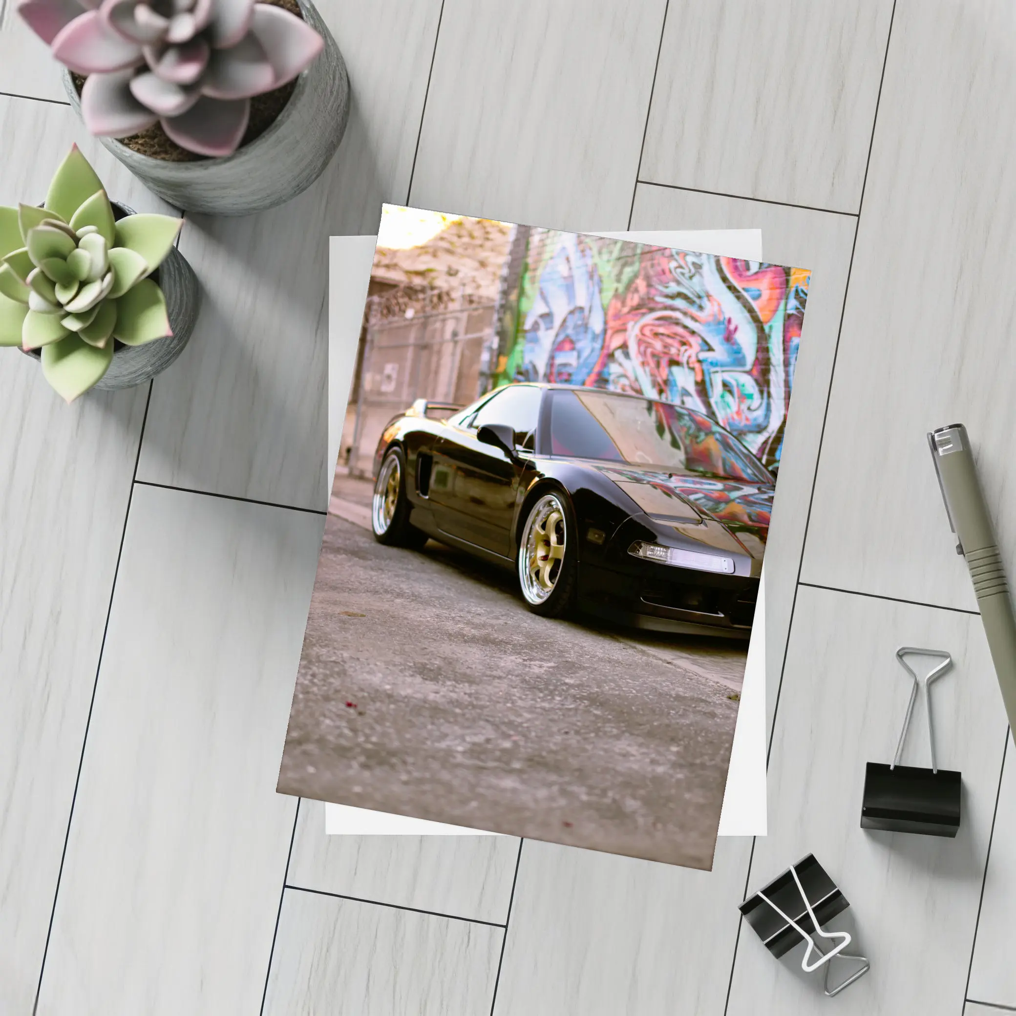 Acura NSX Black Sports Car Graffiti Alley – Postcards