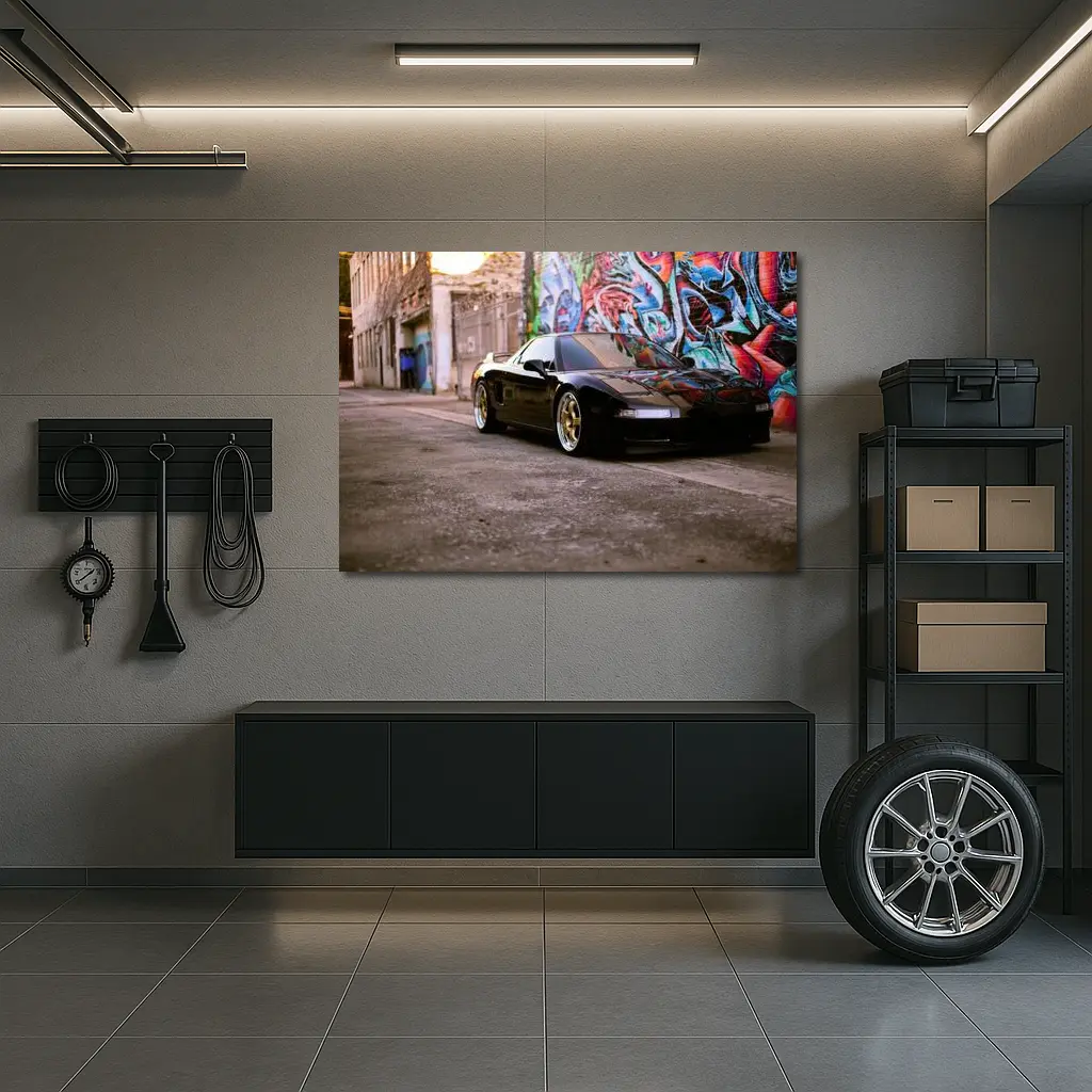 Acura NSX Black Sports Car Graffiti Alley – Wall Art