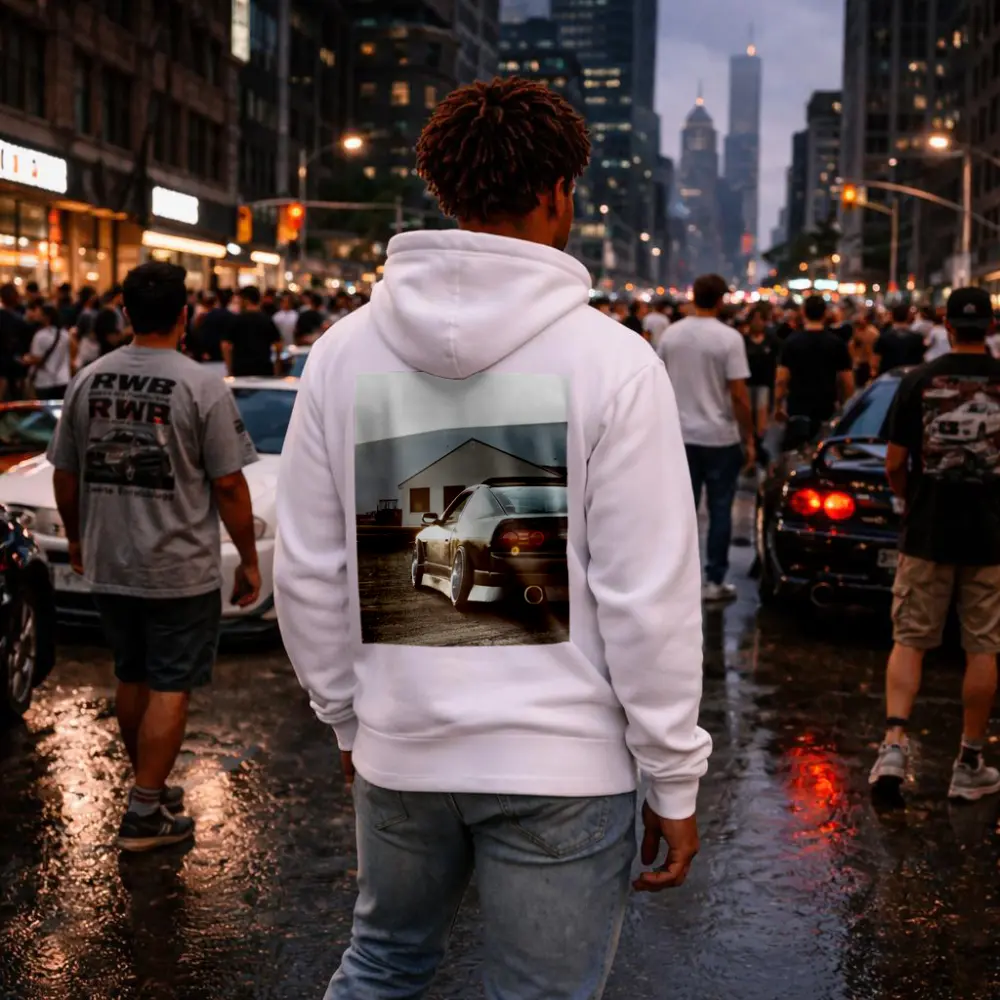 Nissan 240SX Stance Industrial Yard Sunset – Hoodies