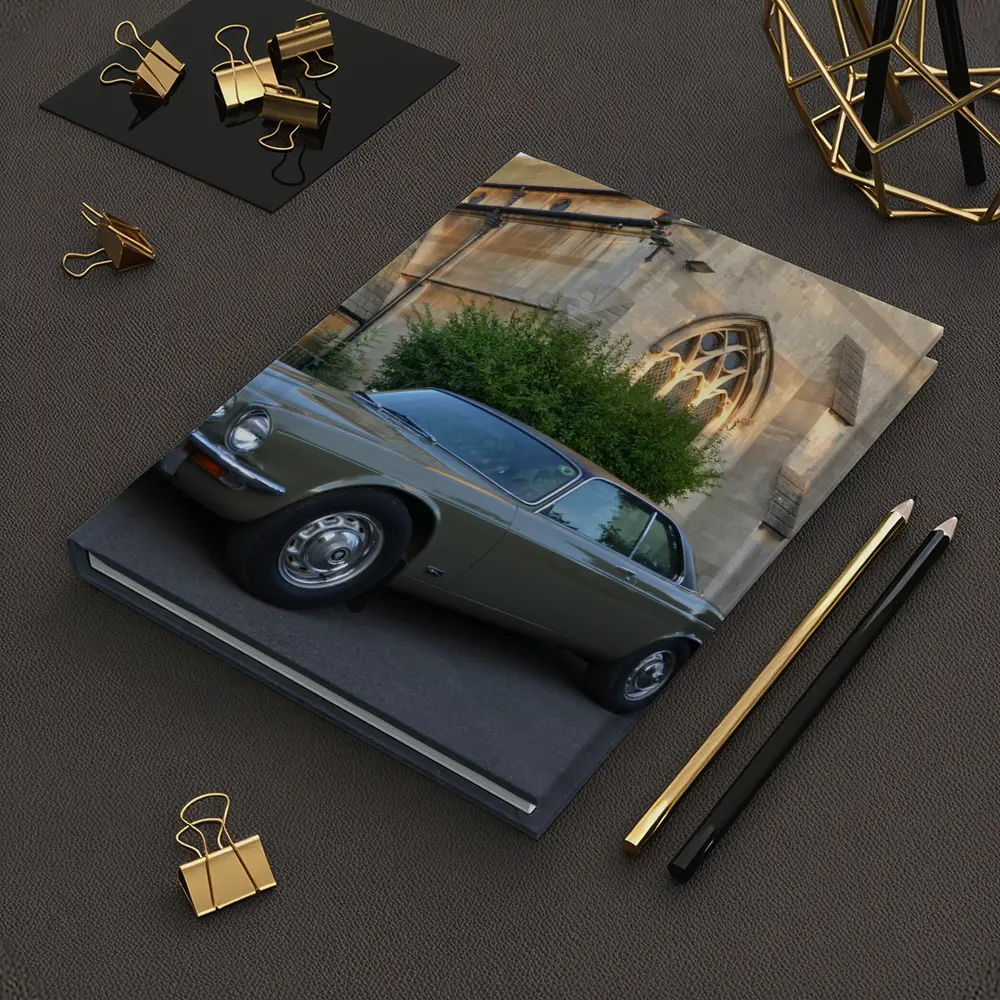 Classic Jaguar XJC Olive Green Church Background – Notebooks