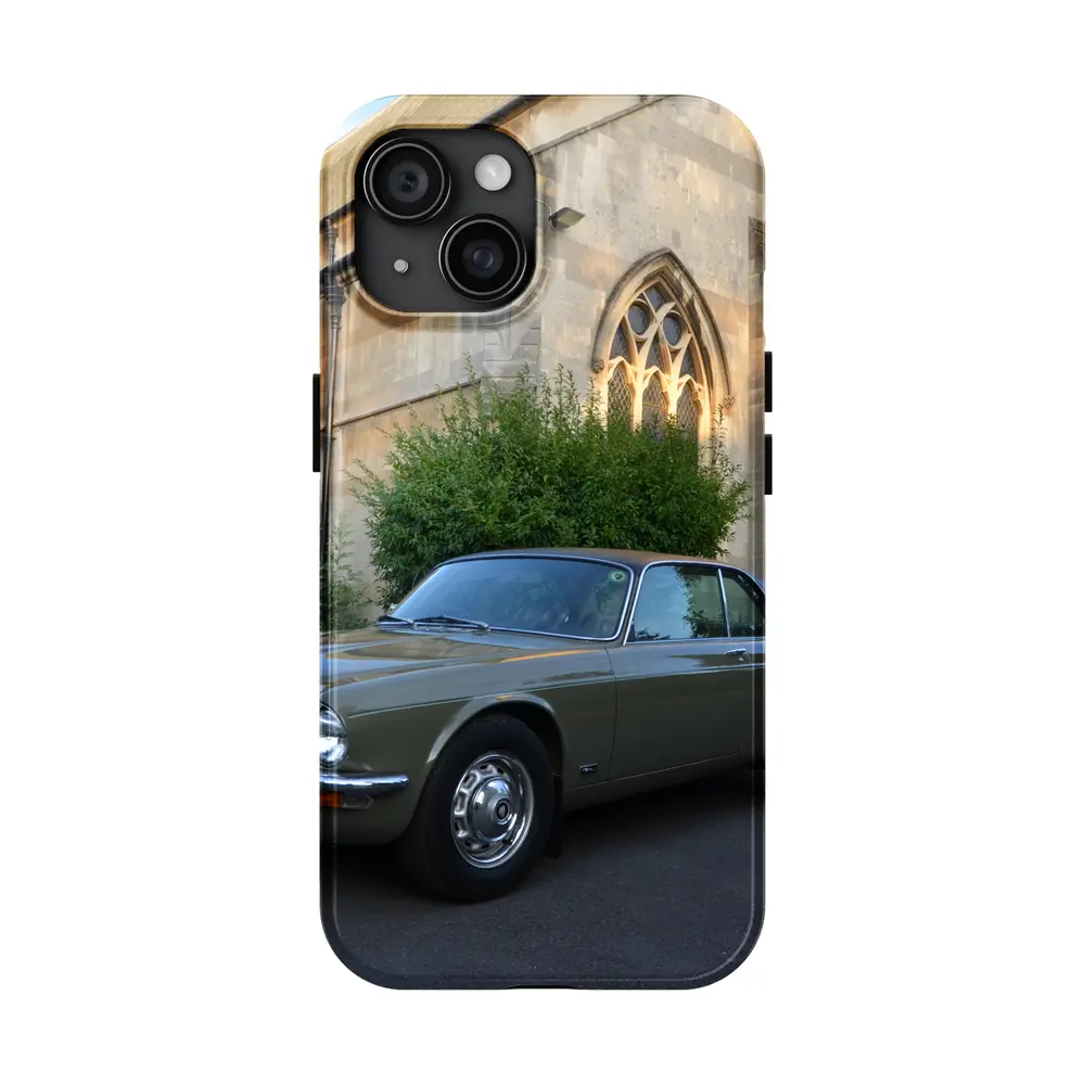 Classic Jaguar XJC Olive Green Church Background – Cases