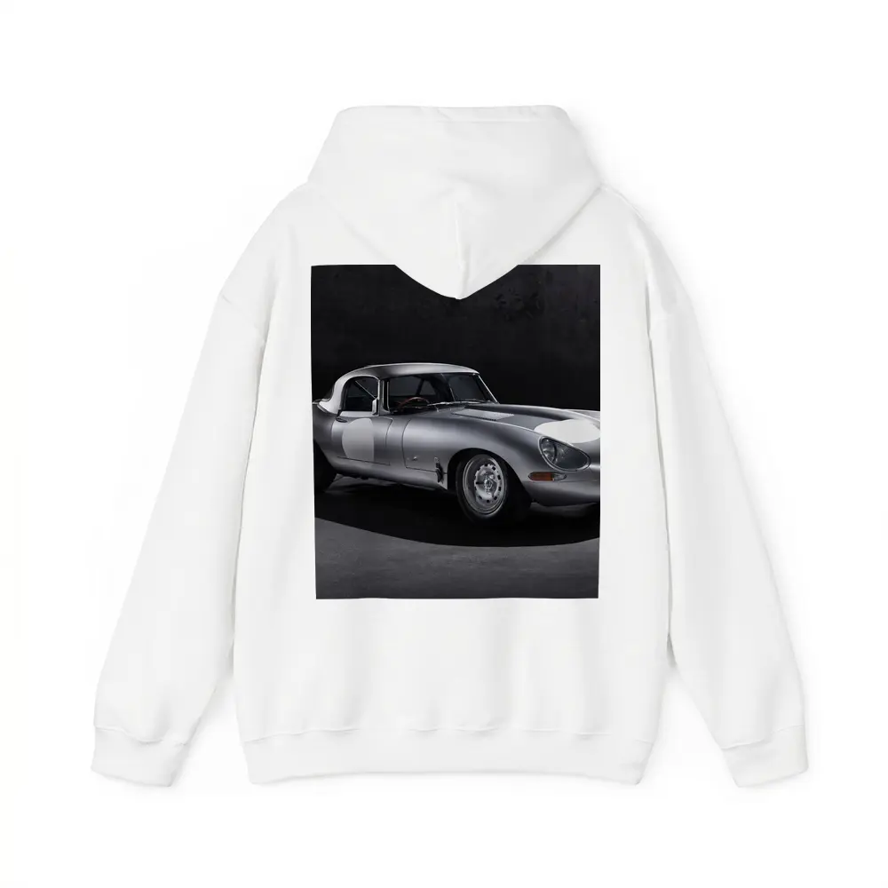 Jaguar Lightweight E-Type Silver Studio Shot – Hoodies