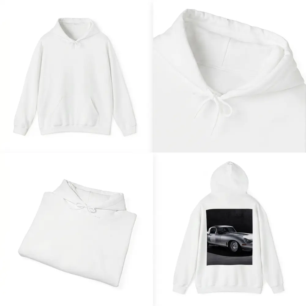 Jaguar Lightweight E-Type Silver Studio Shot – Hoodies