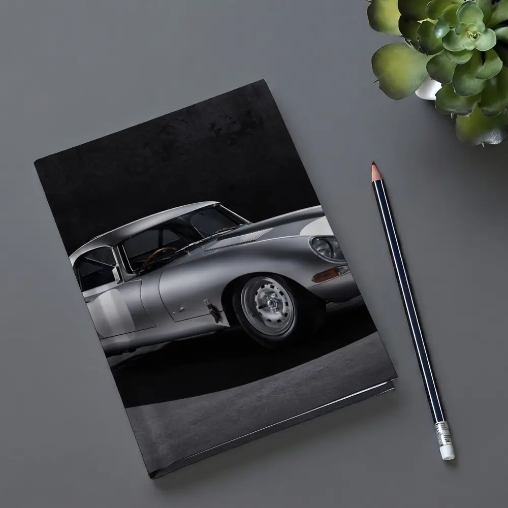 Jaguar Lightweight E-Type Silver Studio Shot – Notebooks