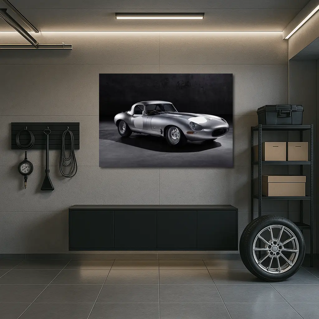 Jaguar Lightweight E-Type Silver Studio Shot – Wall Art