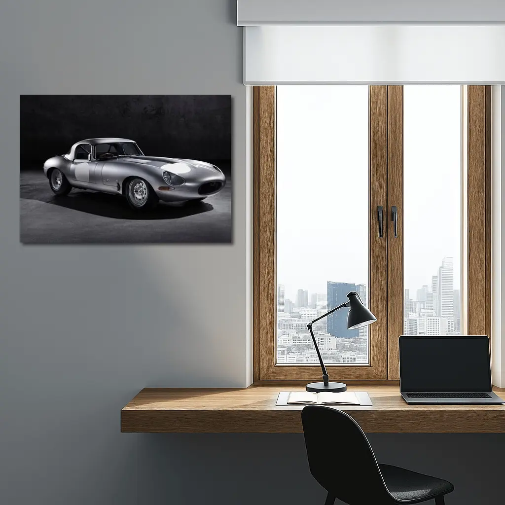 Jaguar Lightweight E-Type Silver Studio Shot – Wall Art