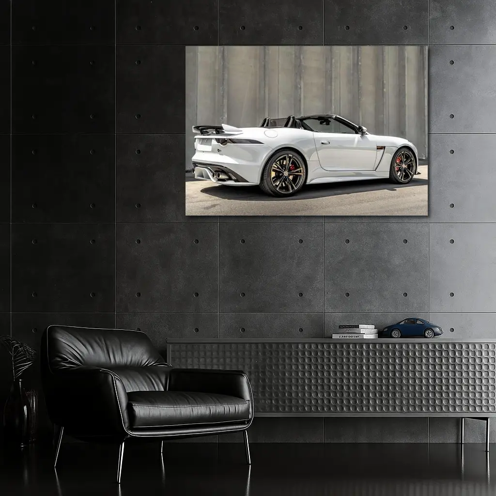Jaguar F-Type SVR Convertible Against Concrete Wall – Wall Art