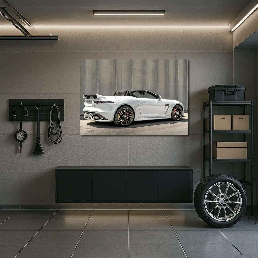 Jaguar F-Type SVR Convertible Against Concrete Wall – Wall Art