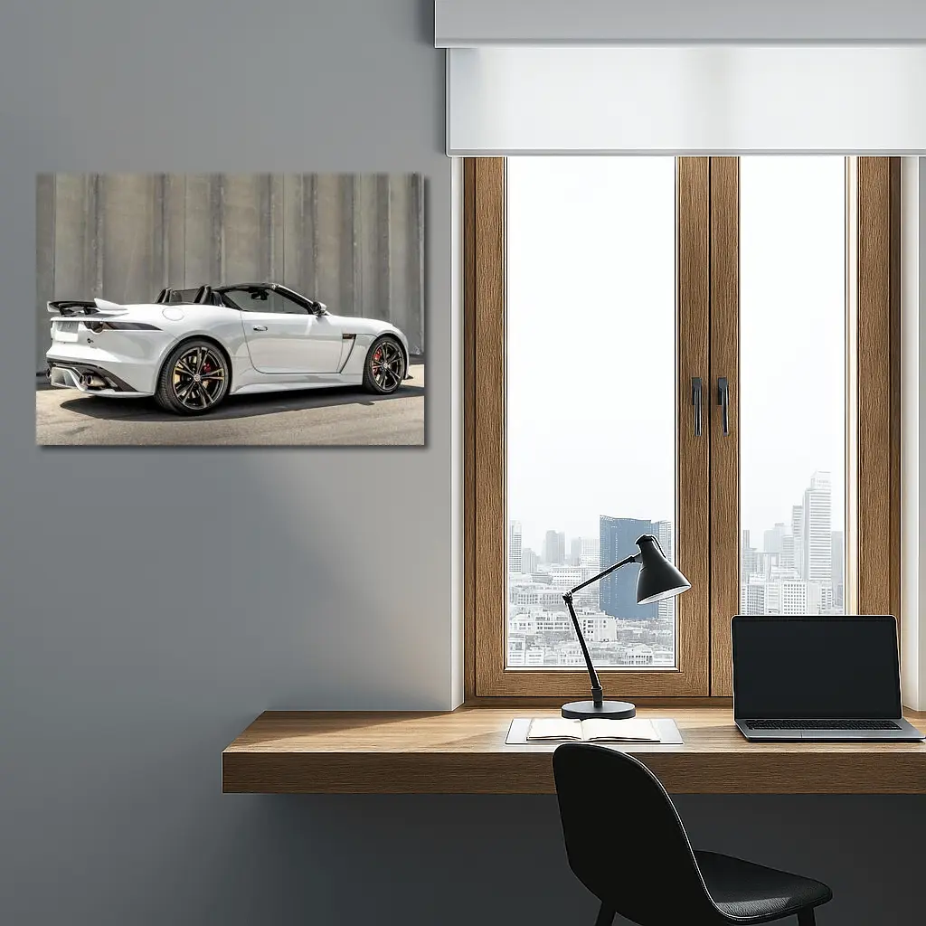 Jaguar F-Type SVR Convertible Against Concrete Wall – Wall Art