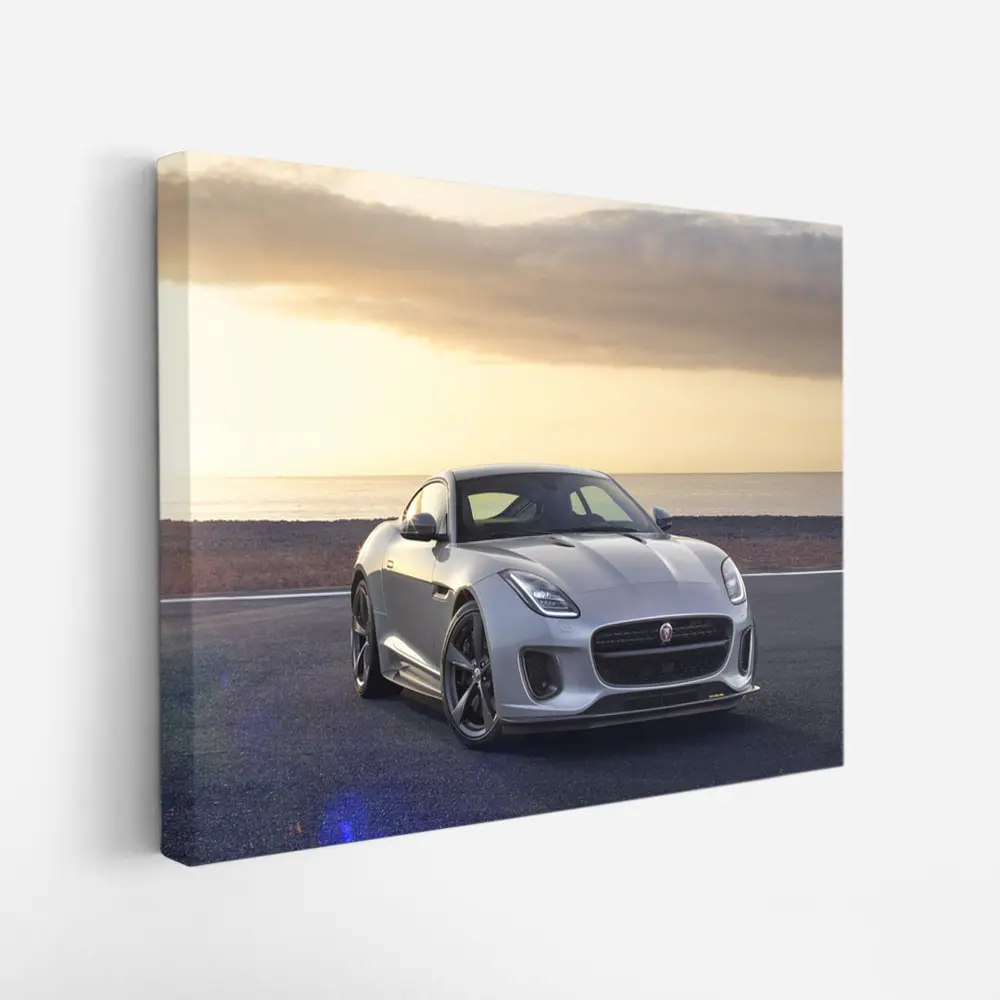 Jaguar F-Type Silver Coupe Coastal Sunset – Wall Art