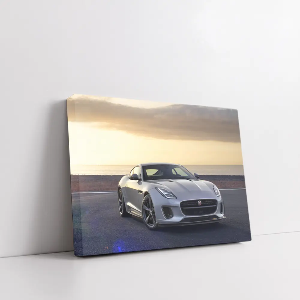 Jaguar F-Type Silver Coupe Coastal Sunset – Wall Art