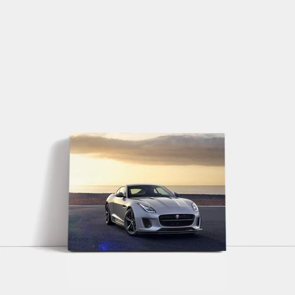 Jaguar F-Type Silver Coupe Coastal Sunset – Wall Art