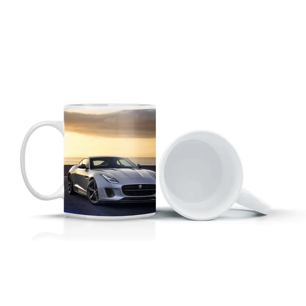 Jaguar F-Type Silver Coupe Coastal Sunset – Mugs