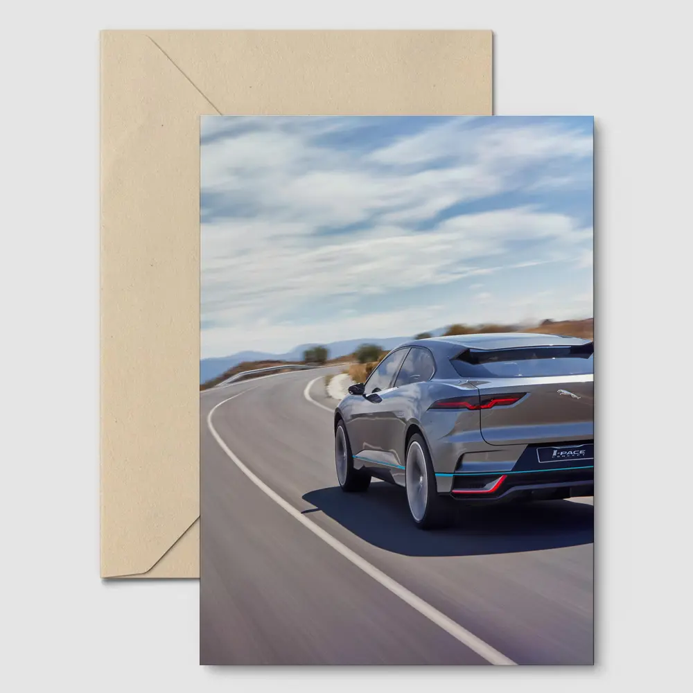 Jaguar I-Pace Electric SUV On Highway – Postcards