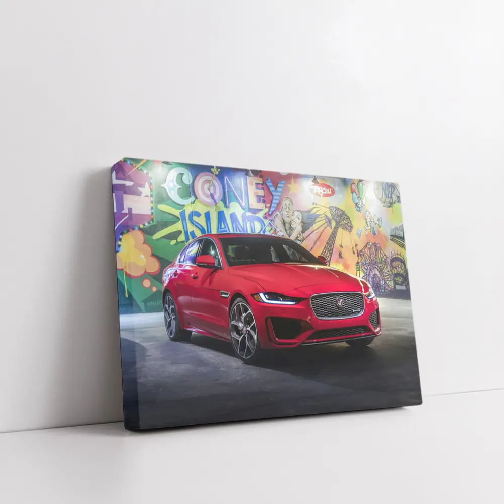 Jaguar XE Red Sedan Coney Island Mural – Wall Art