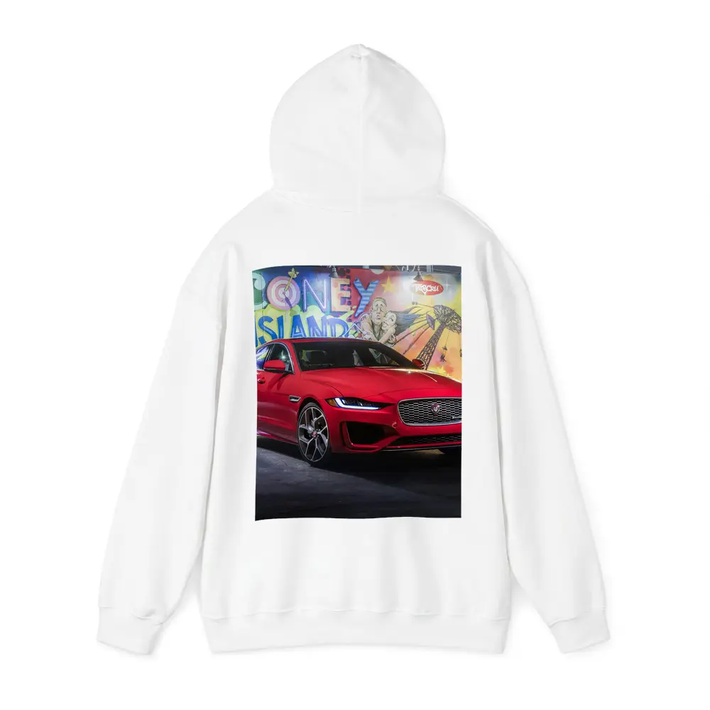 Jaguar XE Red Sedan Coney Island Mural – Hoodies