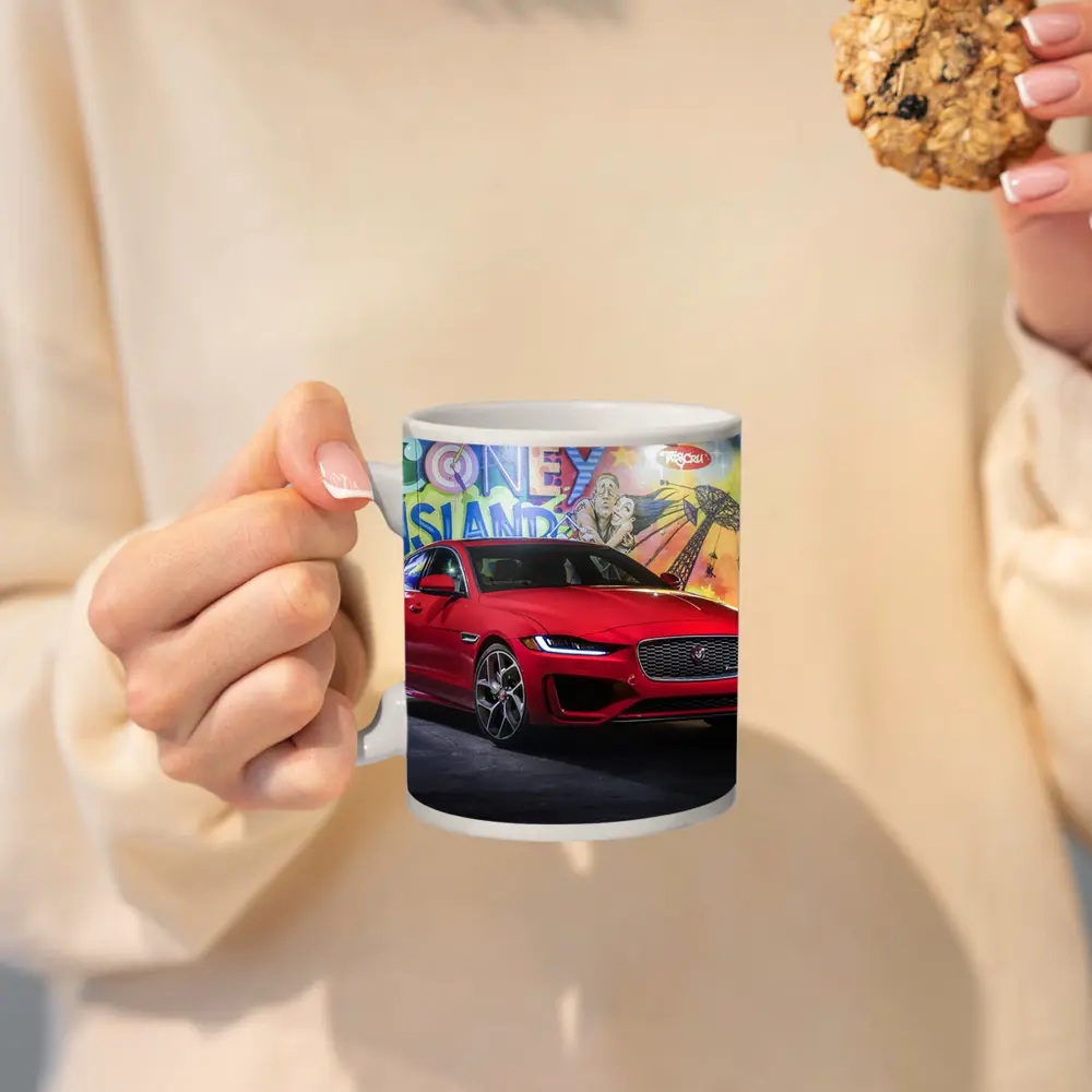 Jaguar XE Red Sedan Coney Island Mural – Mugs