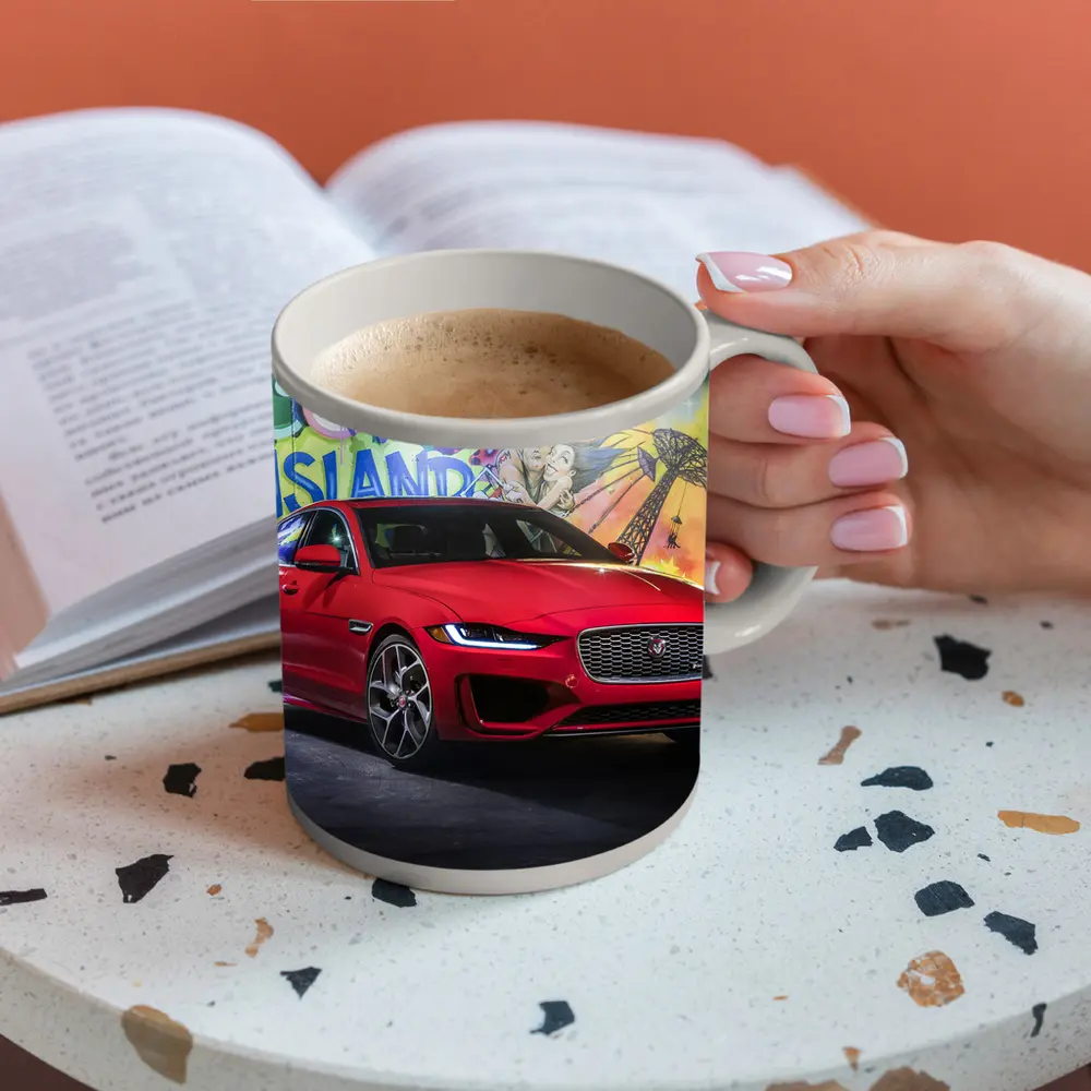 Jaguar XE Red Sedan Coney Island Mural – Mugs