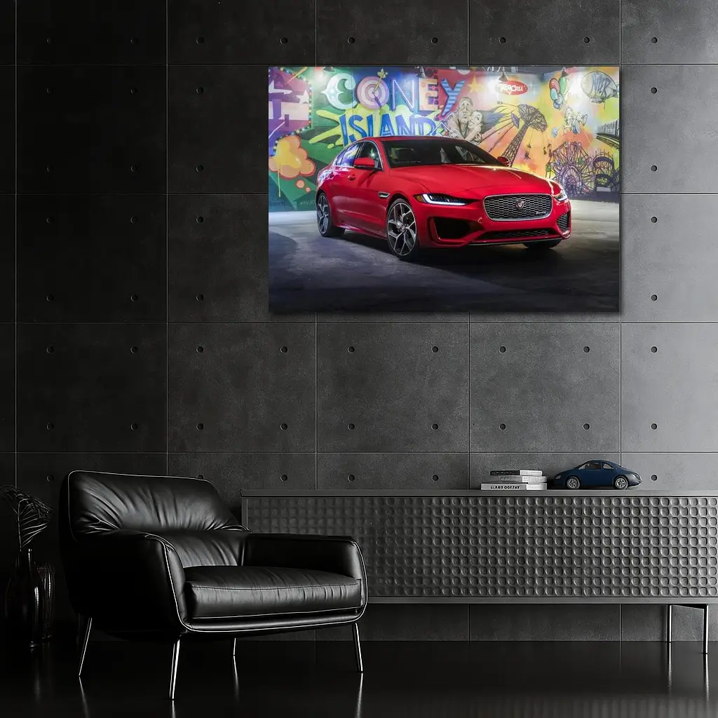 Jaguar XE Red Sedan Coney Island Mural – Wall Art