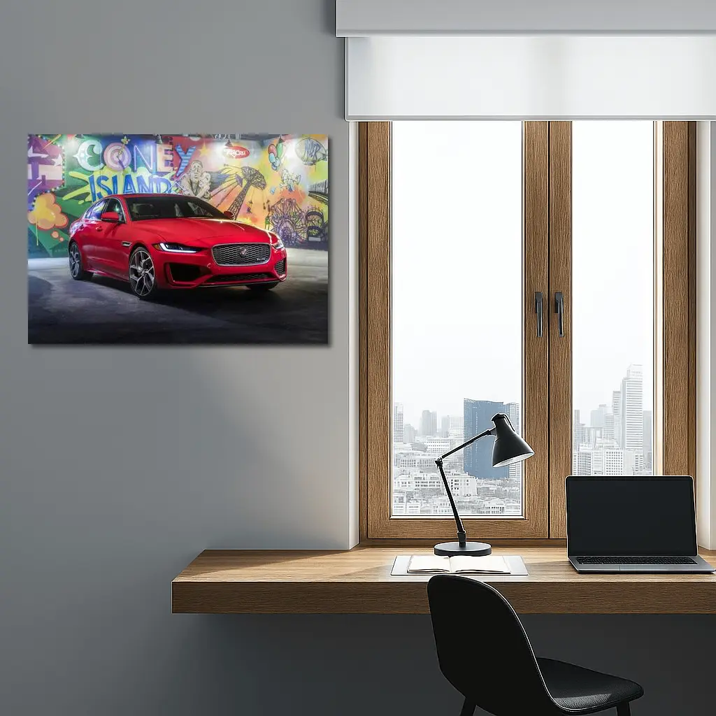 Jaguar XE Red Sedan Coney Island Mural – Wall Art