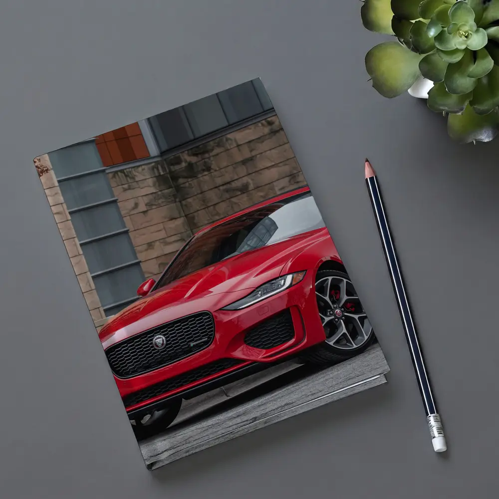 Jaguar XE Red Sedan Urban Building Background – Notebooks
