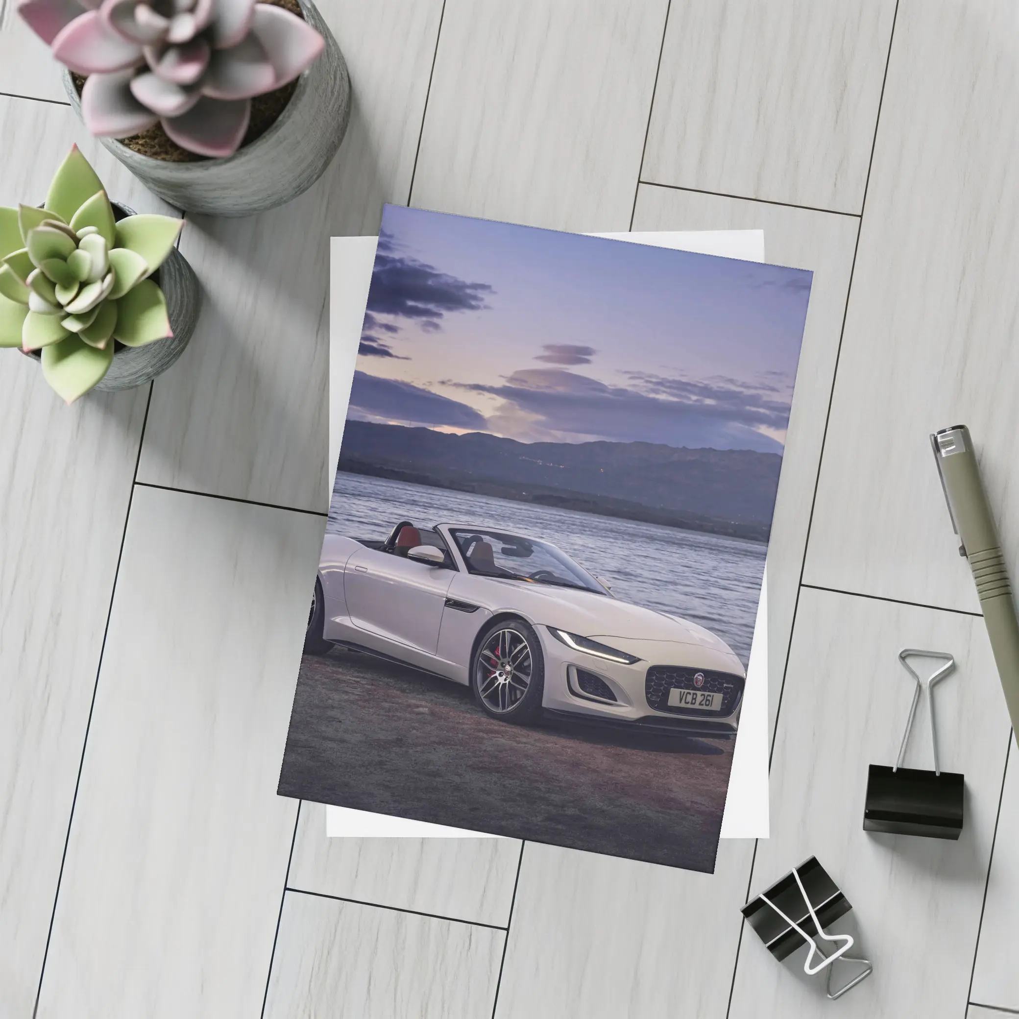 Jaguar F-Type Convertible By Lakeside Dusk – Postcards