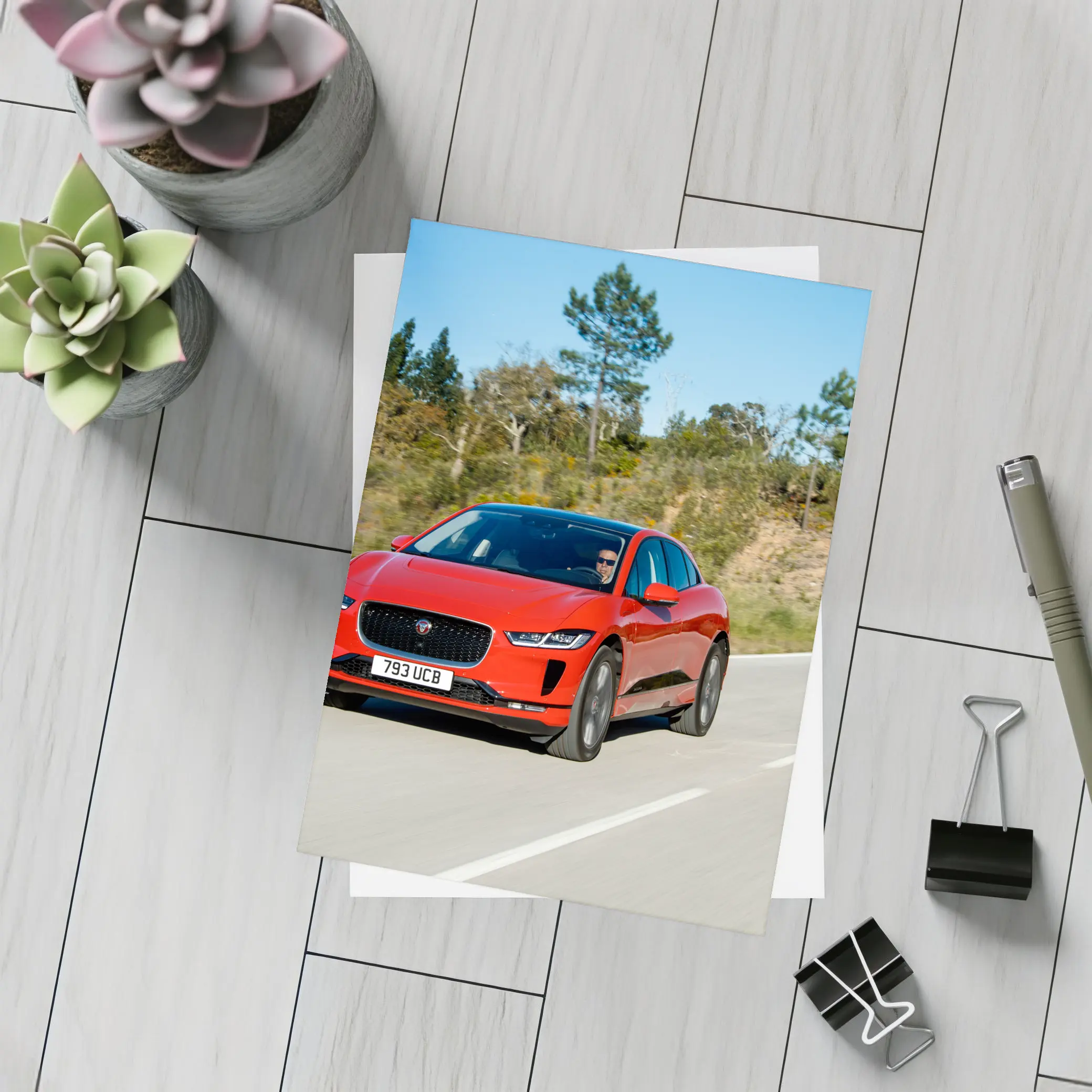 Jaguar I-Pace Red Electric SUV Road – Postcards