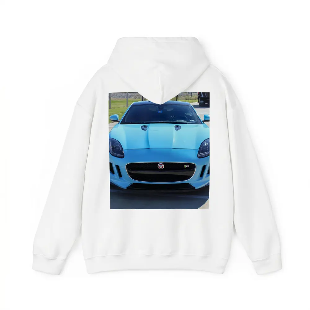 Jaguar F-Type R Baby Blue Front View – Hoodies