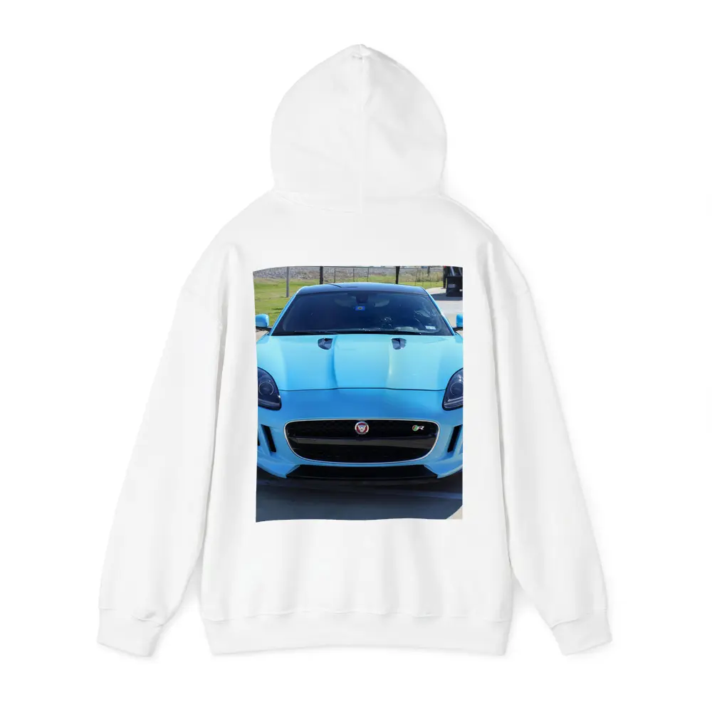 Jaguar F-Type R Baby Blue Front View – Hoodies