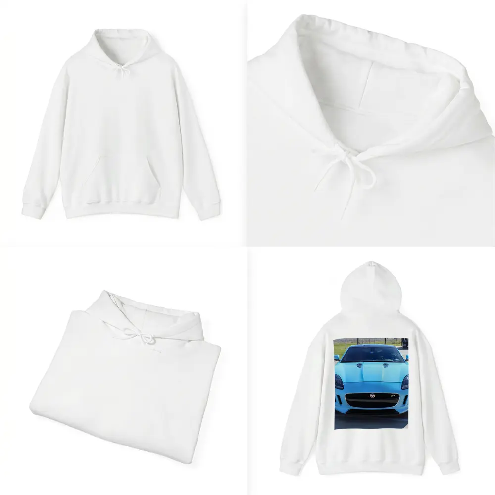 Jaguar F-Type R Baby Blue Front View – Hoodies