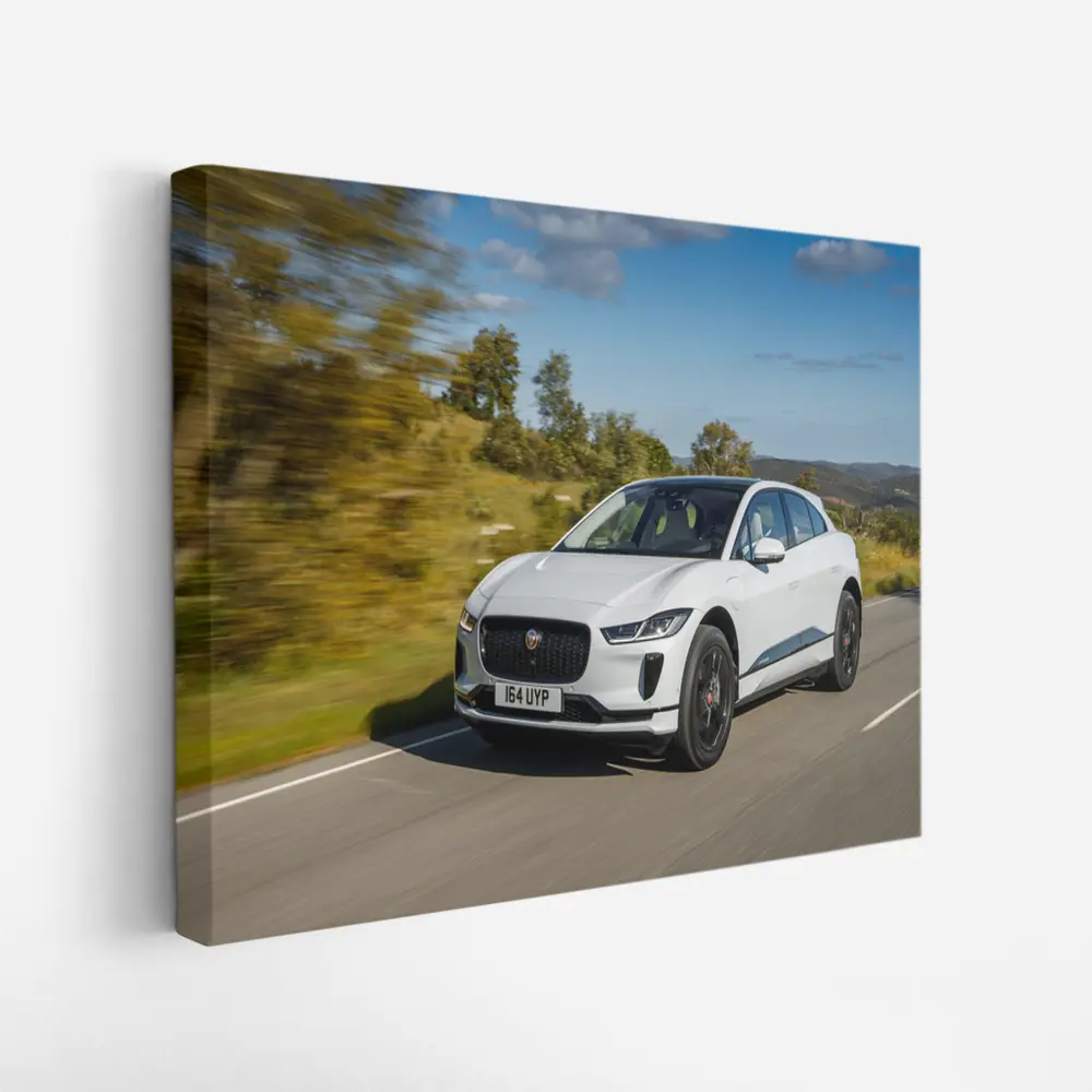 Jaguar I-Pace White Electric SUV Road – Wall Art