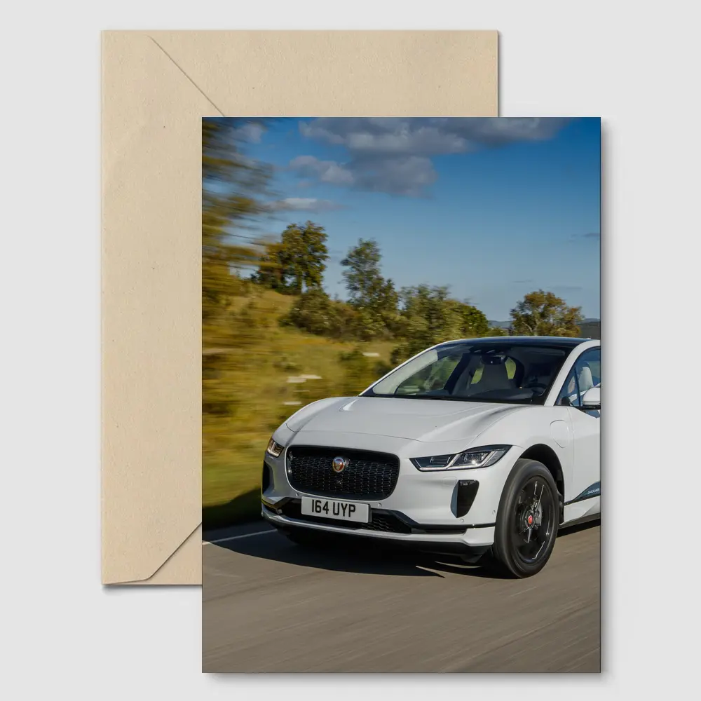 Jaguar I-Pace White Electric SUV Road – Postcards